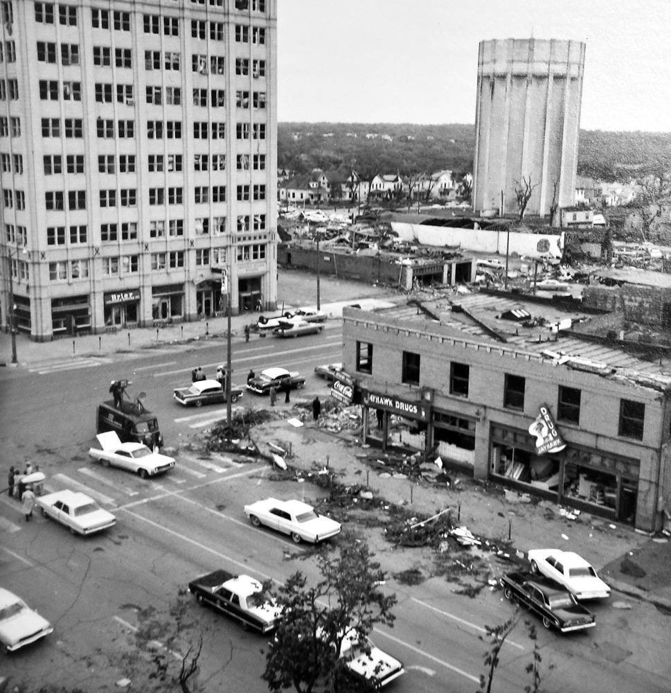 Jayhawk Pharmacy damaged by 1966 tornado